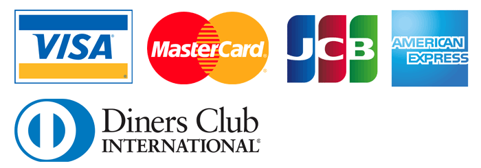 Visa、MasterCard、JCB、アメックス、ダイナース